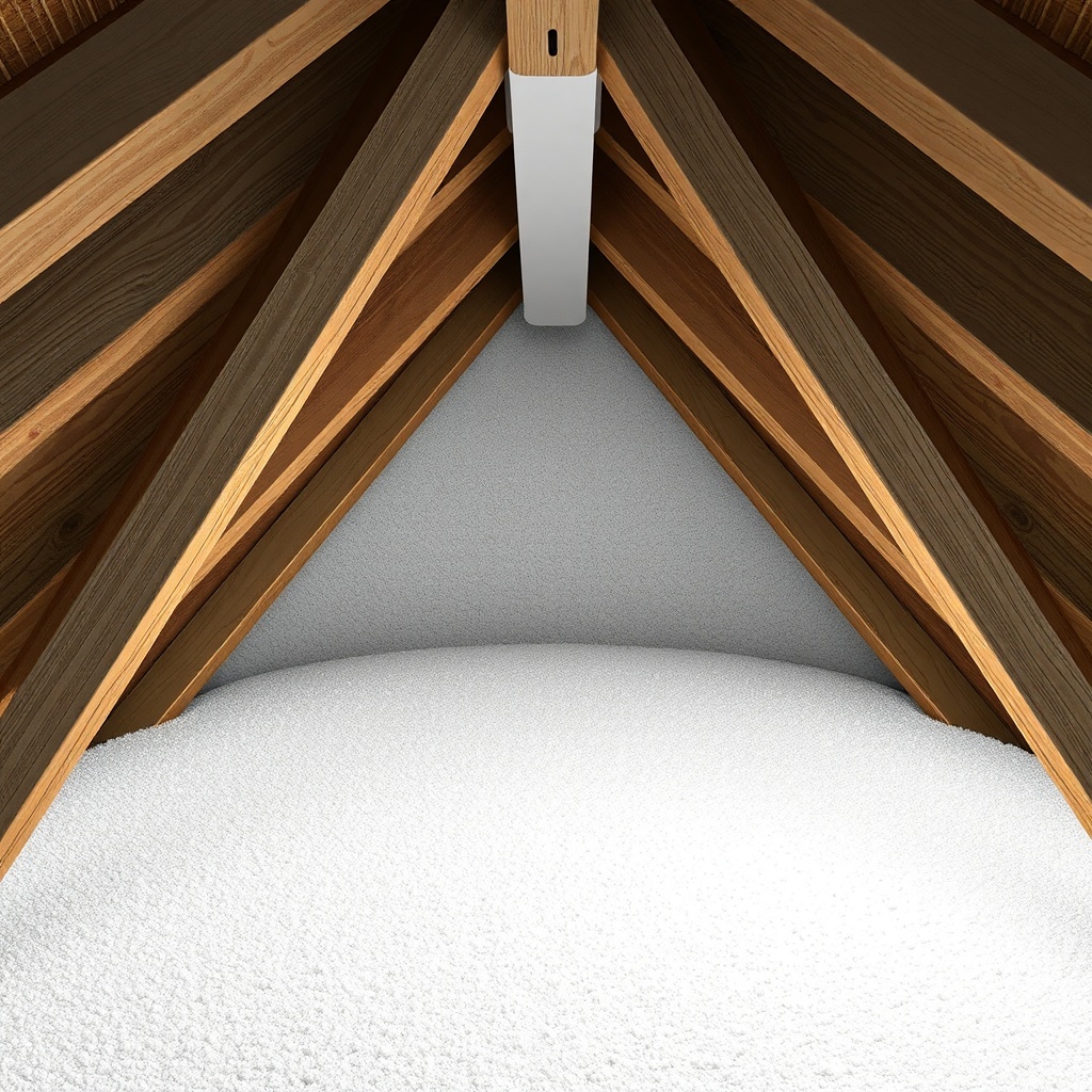 A wide photorealistic photo showing the cross-section of a pitched roof with Steico Flex 0