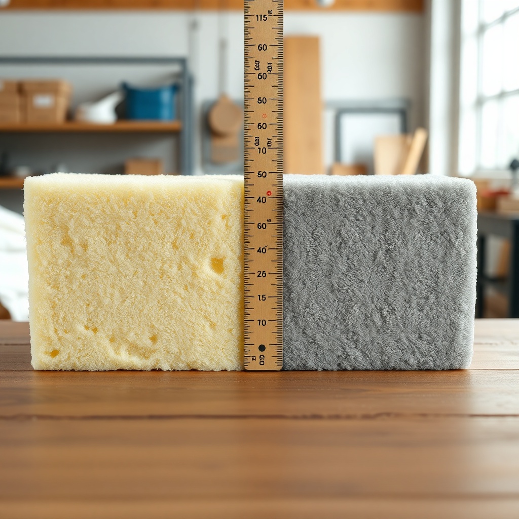 A side-by-side comparison of two insulation samples